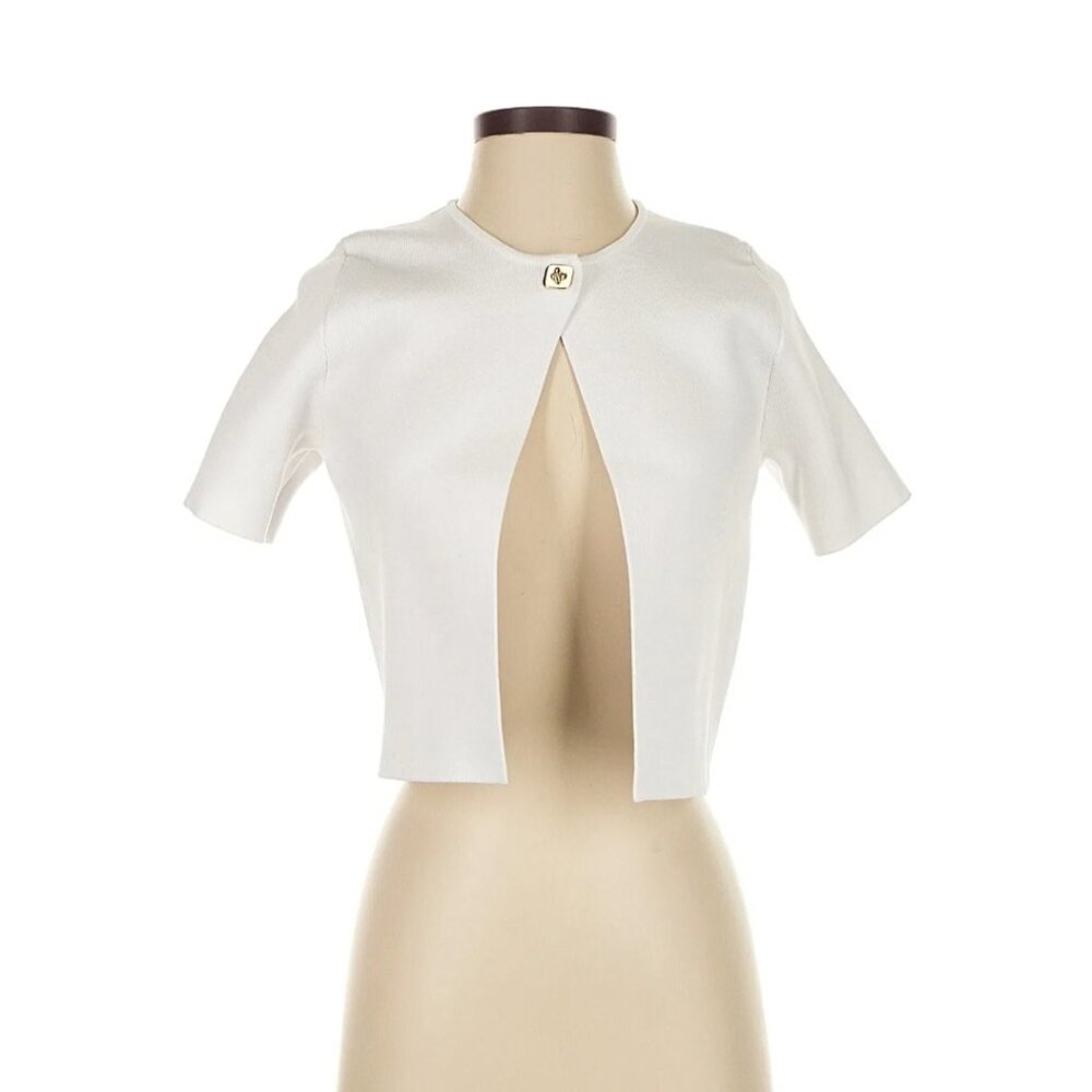 Zara White Keyhole Shortsleeved Cardigan